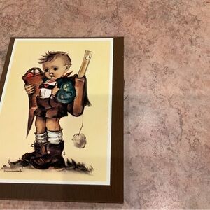 Vintage Boy with Backpack Art Print